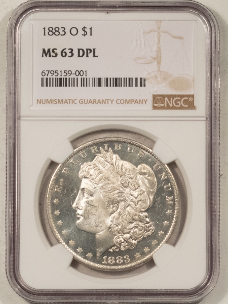 Morgan Dollars 1883-O MORGAN DOLLAR – NGC MS-63 DPL, BLACK AND WHITE DEEP MIRROR PROOFLIKE!