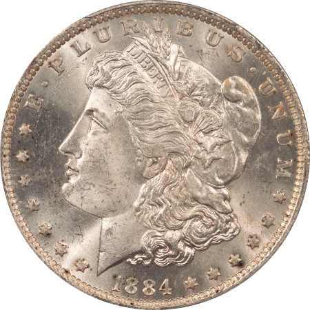 Morgan Dollars 1884-O MORGAN DOLLAR – PCGS MS-64, WHITE W/ A CLEAN CHEEK, PQ!