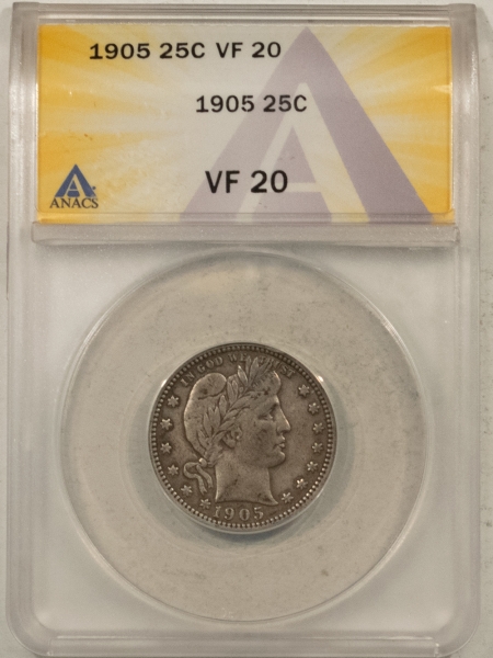 Barber Quarters 1905 BARBER QUARTER – ANACS VF-20