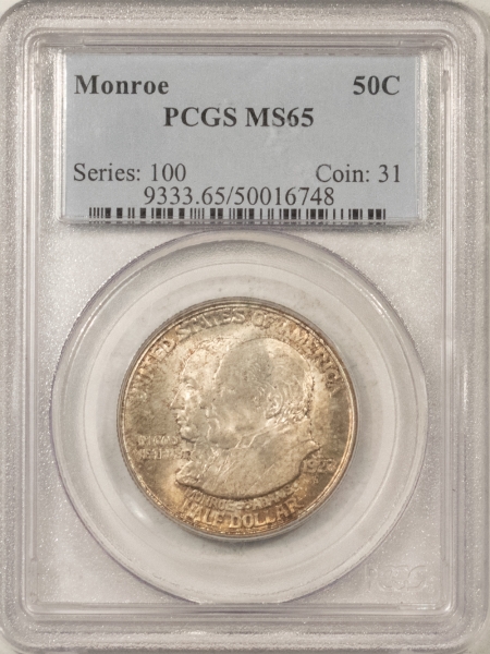 New Certified Coins 1923-S MONROE COMMEMORATIVE HALF DOLLAR – PCGS MS-65, PQ & PRETTY, LUSTROUS GEM!