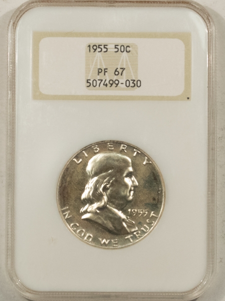 Franklin Halves 1955 PROOF FRANKLIN HALF DOLLAR – NGC PF-67, FATTIE, SUPERB & ORIGINAL!