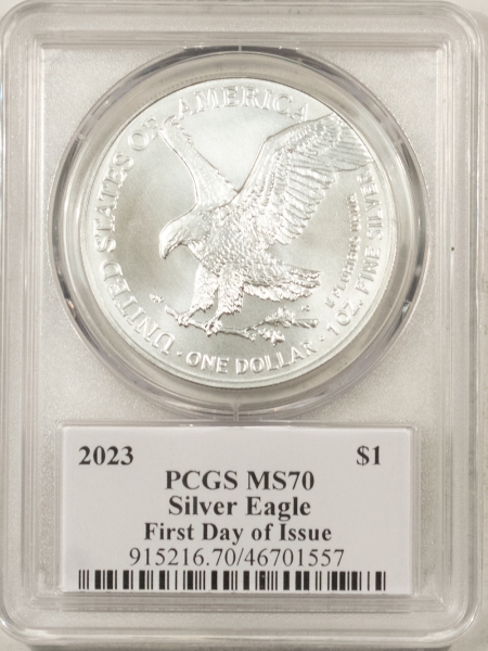 American Silver Eagles 2023 $1 1 OZ AMERICAN SILVER EAGLE PCGS MS-70 FIRST DAY OF ISSUE, DAVID HALL SIG