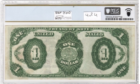 Large Treasury Note 1891 $1 TREASURY NOTE, 4 CONSECUTIVE NOTES, PCGS VF30-XF40; FROM OLD COLLECTION