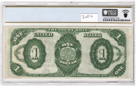 Large Treasury Note 1891 $1 TREASURY NOTE, 4 CONSECUTIVE NOTES, PCGS VF30-XF40; FROM OLD COLLECTION