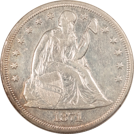 Liberty Seated Halves 1871 SEATED LIBERTY DOLLAR – HIGH GRADE EXAMPLE, OBV W/ OLD CLEANING!