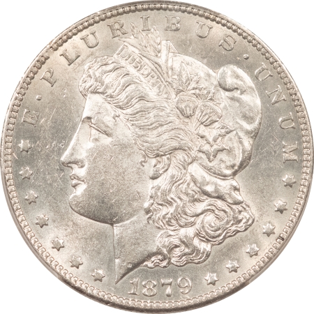 Morgan Dollars 1879-S MORGAN DOLLAR, REVERSE OF 1878 – PCGS AU-58, BLAST WHITE & FLASHY!