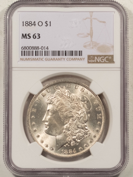 Dollars 1884-O MORGAN DOLLAR – NGC MS-63, FRESH WHITE & CHOICE!