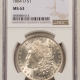 Dollars 1886 MORGAN DOLLAR – NGC MS-63, BLAST WHITE & FROSTY!