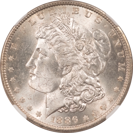 Dollars 1886 MORGAN DOLLAR – NGC MS-63, BLAST WHITE & FROSTY!