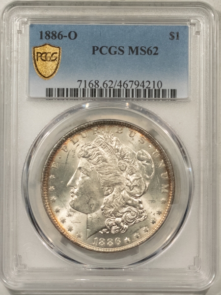 Morgan Dollars 1886-O MORGAN DOLLAR – PCGS MS-62, FLASHY, WELL STRUCK!! TOUGH DATE!