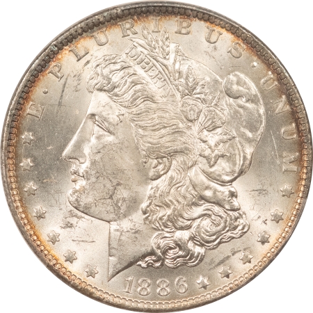 Morgan Dollars 1886-O MORGAN DOLLAR – PCGS MS-62, FLASHY, WELL STRUCK!! TOUGH DATE!