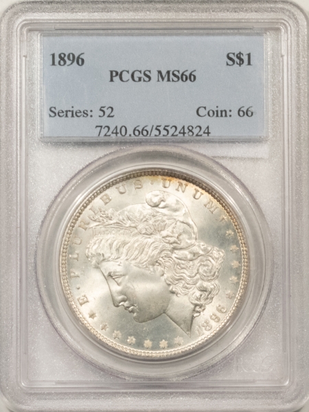 Morgan Dollars 1896 MORGAN DOLLAR – PCGS MS-66, FRESH WHITE & PREMIUM QUALITY!