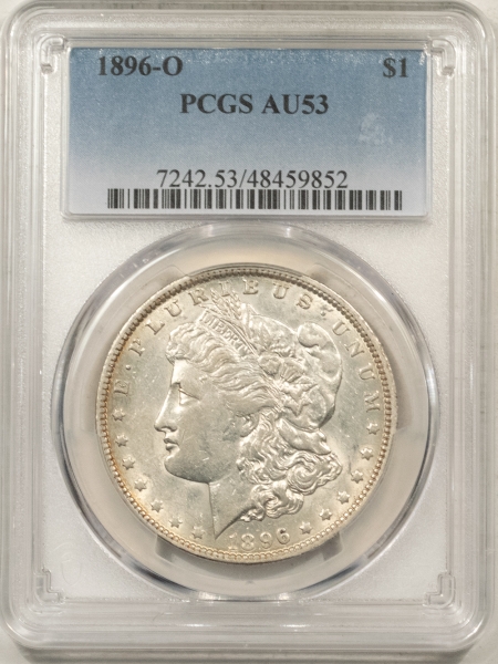 Morgan Dollars 1896-O MORGAN DOLLAR – PCGS AU-53, LUSTROUS!