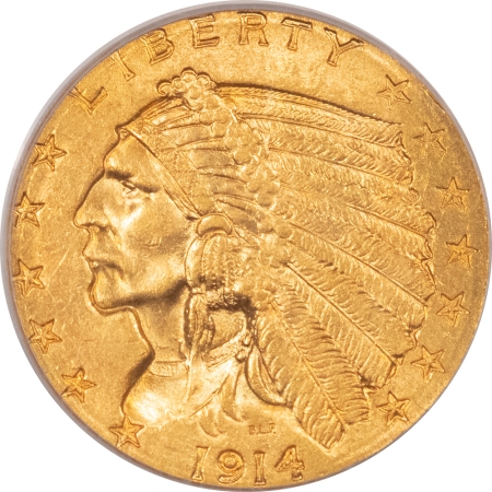 $2.50 1914-D $2.50 INDIAN GOLD – PCGS MS-63, FRESH & FLASHY! SEMI-KEY DATE!