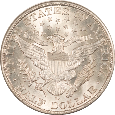 Barber Halves 1915-D BARBER HALF DOLLAR – UNCIRCULATED BUT OBVERSE CLEANED, REVERSE IS CHOICE!