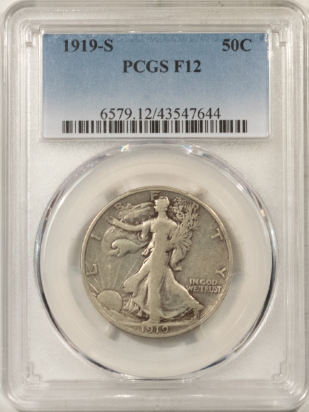 New Certified Coins 1919-S WALKING LIBERTY HALF DOLLAR – PCGS F-12