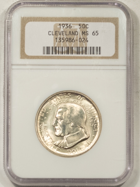 New Certified Coins 1936 CLEVELAND COMMEMORATIVE HALF DOLLAR – NGC MS-65, FRESH, FLASHY!