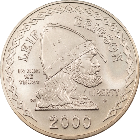 Modern Commems 2000-P LEIF ERICSON MILLENNIUM COMMEMORATIVE SILVER DOLLAR, GEM BU W/ OGP