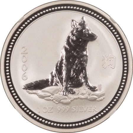 Bullion 2006 $1 AUSTRALIA LUNAR, 1 OZ, .999, YEAR OF THE DOG – NGC MS-70