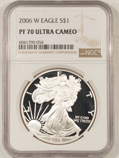 American Silver Eagles 2006-W $1 PROOF AMERICAN SILVER EAGLE, 1 OZ – NGC PF-70 ULTRA CAMEO!