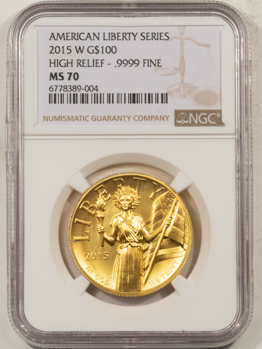 2015-W $100 GOLD AMERICAN LIBERTY SERIES, HIGH RELIEF .9999 - NGC