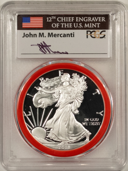 American Silver Eagles 2018-S $1 AMERICAN SILVER EAGLE, 1 OZ PCGS PR70 DCAM, 1ST DAY OF ISSUE MERCANTI!