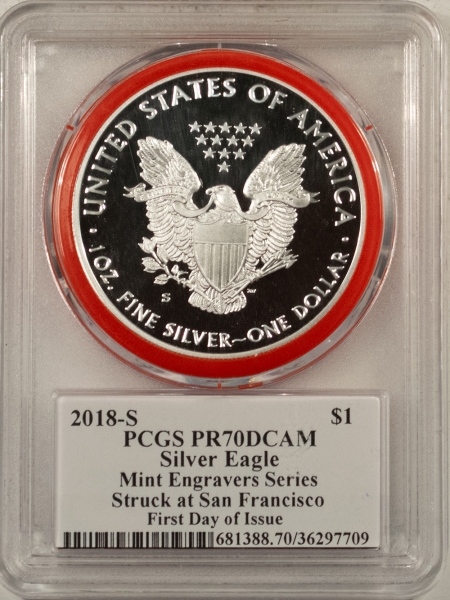 American Silver Eagles 2018-S $1 AMERICAN SILVER EAGLE, 1 OZ PCGS PR70 DCAM, 1ST DAY OF ISSUE MERCANTI!