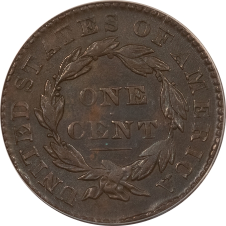 Coronet Head Large Cents 1829 CORONET HEAD LARGE CENT, N-3, MEDIUM (SMALL) LETTERS – ANACS EF-40, TOUGH!