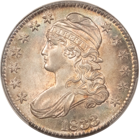 Early Halves 1833 CAPPED BUST HALF DOLLAR – PCGS MS-63, FRESH CHOICE!