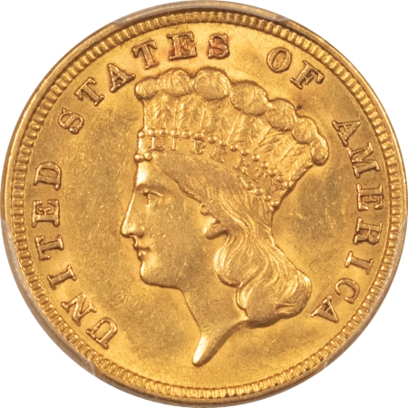 $3 1854 $3 THREE DOLLAR GOLD – PCGS AU-58, NEARLY UNCIRCULATED! FIRST YEAR COIN!