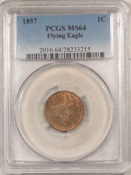 Flying Eagle 1857 FLYING EAGLE CENT – PCGS MS-64, ORIGINAL, LUSTROUS!