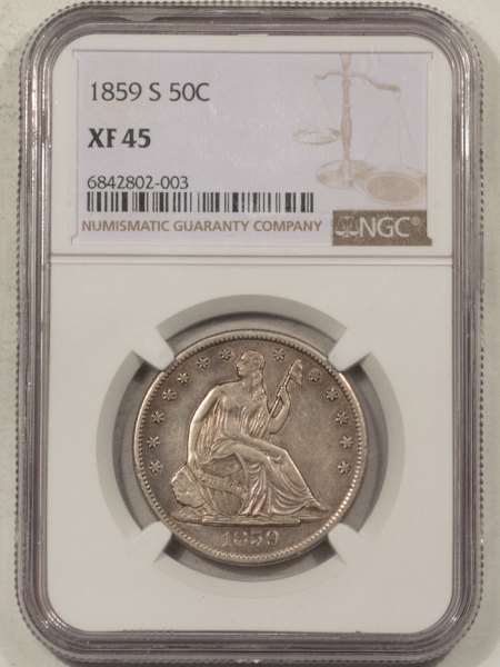 Liberty Seated Halves 1859-S SEATED LIBERTY HALF DOLLAR – NGC XF-45