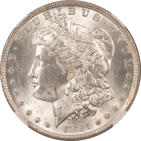 Morgan Dollars 1884-O MORGAN DOLLAR – NGC MS-63, BLAST WHITE!