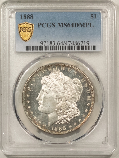 Morgan Dollars 1888 MORGAN DOLLAR – PCGS MS-64 DMPL, GREAT MIRRORS!