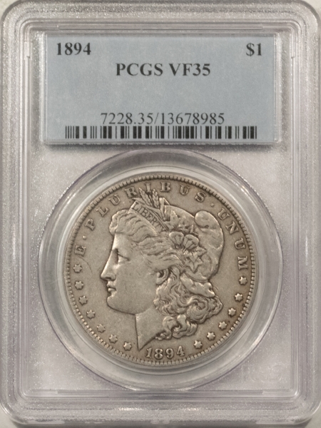 Morgan Dollars 1894 MORGAN DOLLAR – PCGS VF-35, NICE! WHOLESOME! LOW MINTAGE!