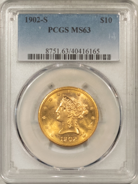 $10 1902-S $10 LIBERTY GOLD – PCGS MS-63, PREMIUM QUALITY!