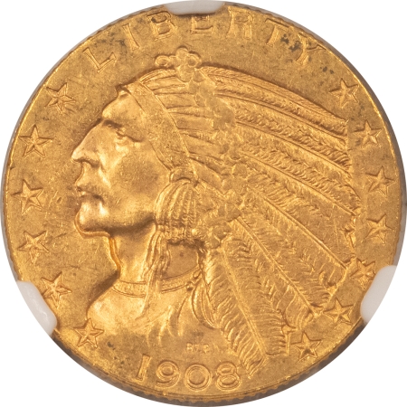 $5 1908-D $5 INDIAN GOLD – NGC MS-63, TOUGH DATE! CHOICE!