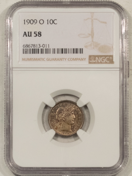 Barber Dimes 1909-O BARBER DIME – NGC AU-58