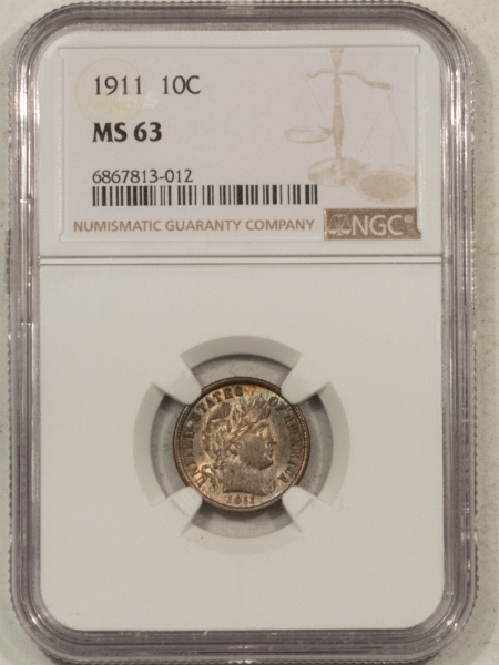 Barber Dimes 1911 BARBER DIME – NGC MC-63