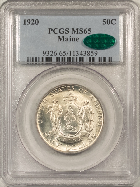 CAC Approved Coins 1920 MAINE COMMEMORATIVE HALF DOLLAR – PCGS MS65, FRESH WHITE, PQ, CAC APPROVED!