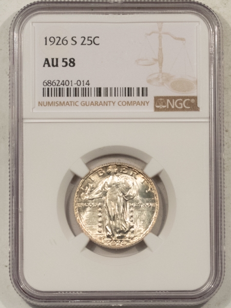 New Certified Coins 1926-S STANDING LIBERTY QUARTER – NGC AU-58