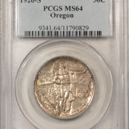 U.S. Certified Coins 1926-S OREGON COMMEMORATIVE HALF DOLLAR – PCGS MS-64, PRETTY, ORIGINAL!