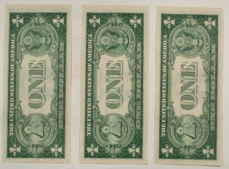 New Store Items 1935-B $1 SILVER CERTIFICATES, LOT OF 3 NOTES (2 CONSECUTIVE) FR-1611, CH-GEM CU