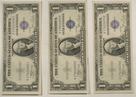 New Store Items 1935-C $1 SILVER CERTIFICATES, LOT OF 3 CONSECUTIVE NOTES, FR-1612, CH CU