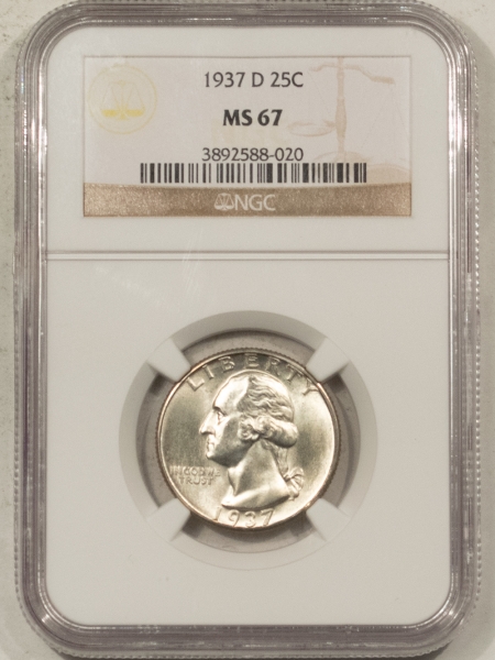 New Certified Coins 1937-D WASHINGTON QUARTER – NGC MS-67