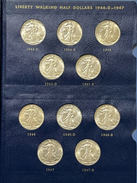 Half Dollars 1941-1947 WALKING LIBERTY HALF DOLLAR 20 COIN SHORT SET AU-CH BU IN ALBUM, NICE!