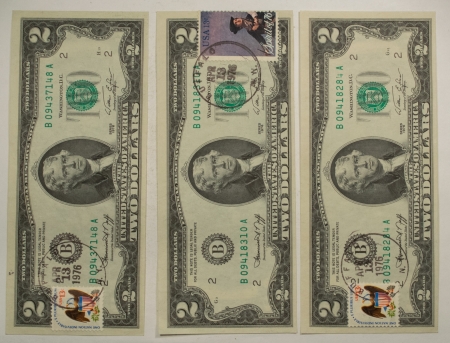 New Store Items 1976 $2 FEDERAL RESERVE NOTES LOT OF 3, FDI CANCELLED BUFFALO, NY, F1935B, CH CU