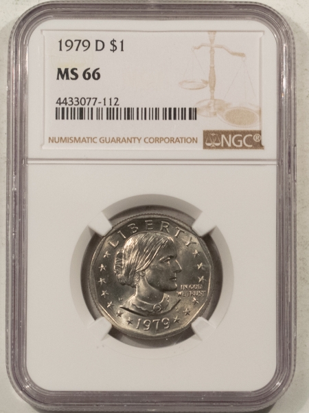 Modern Dollars (Eisenhower/SBA/Sacagewea/Presidential) 1979-D $1 SUSAN B. ANTHONY DOLLAR – NGC MS-66