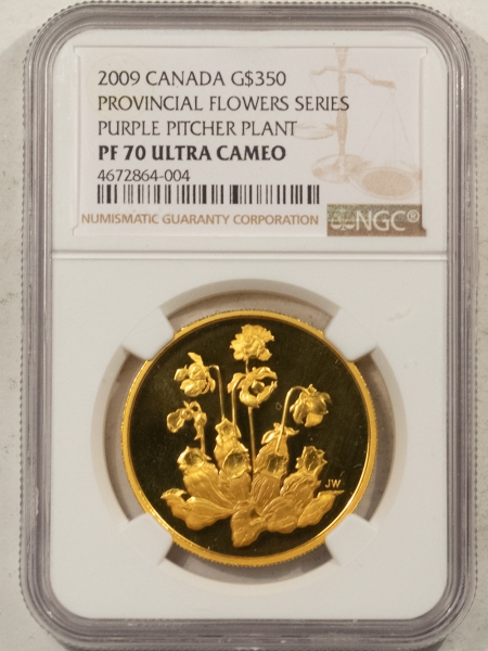 New Certified Coins 2009 CANADA GOLD $350 PROVINCIAL FLORAL SERIES 1.125 OZ AGW NGC PF70 UCAM RARE