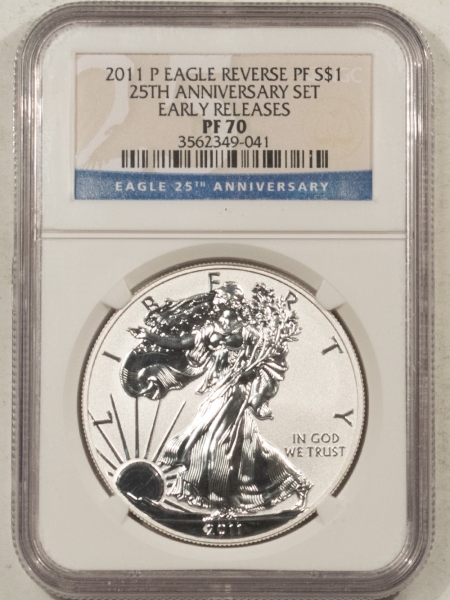 American Silver Eagles 2011-P 1 OZ AMERICAN SILVER EAGLE REVERSE PROOF NGC PF-70 EARLY RELEASE 25TH SET